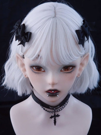 Black Gothic Bow Hairclip with Cross - Strange Sugar