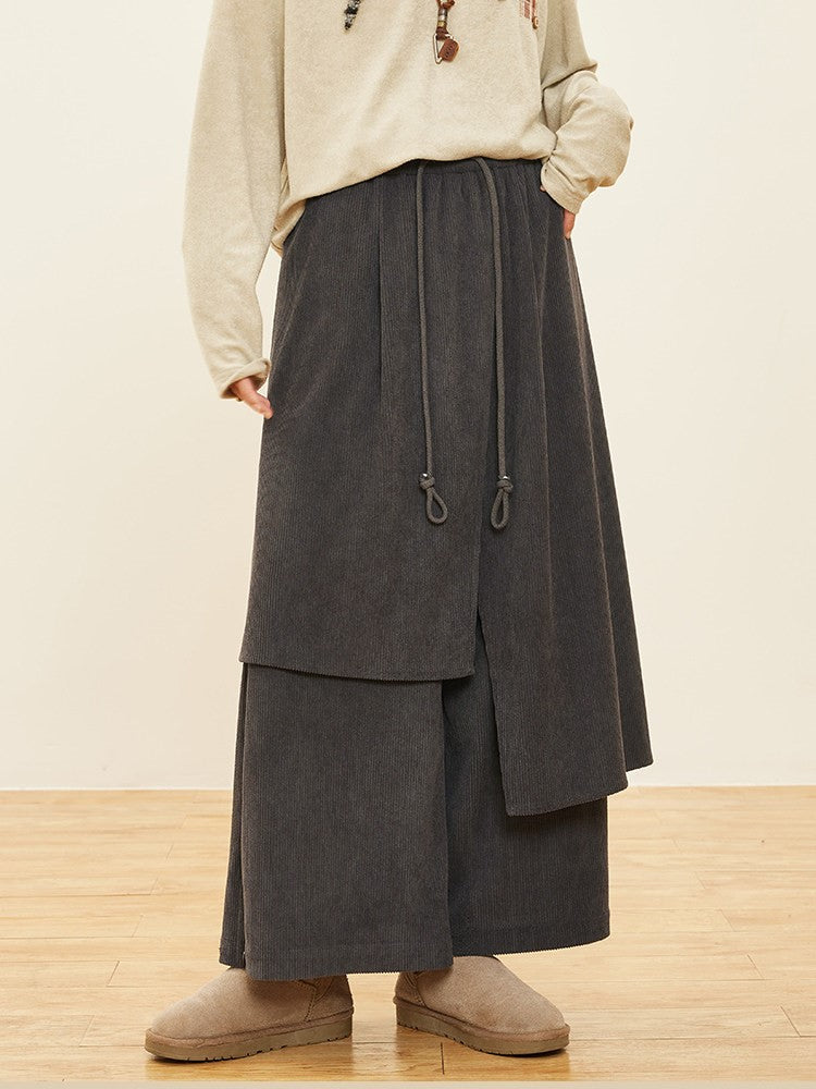 Wide-leg Cut Dark Design Pants Asymmetrical Gray