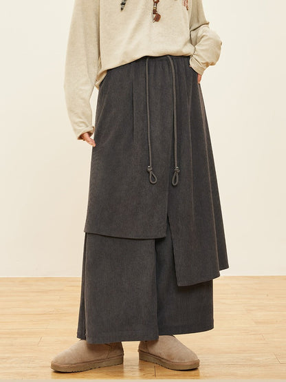Wide-leg Cut Dark Design Pants Asymmetrical Gray