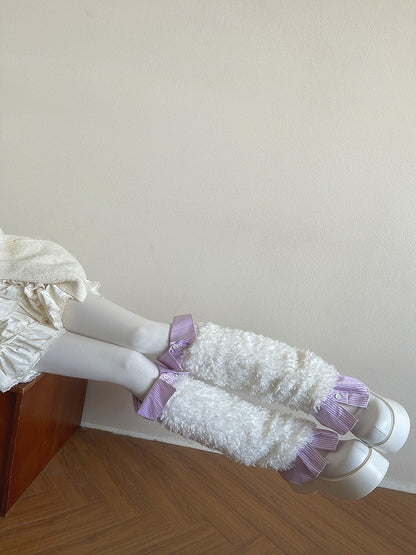 Collared 3-Color Leg Warmers Striped