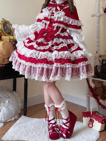 Skirt White Red Lace Decorated Trims Hanayome Dress Jumper Bows Lolita