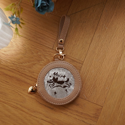 Flying with Pattern Dog Brown Holder Design Disc Card Round-Shaped