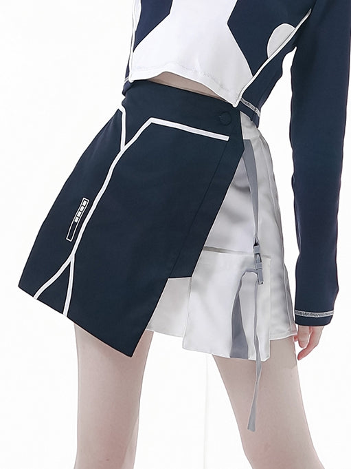 Loading White | Colorblock Blue Techwear Embroidery Tactical Straps Skirt Bar Cargo with