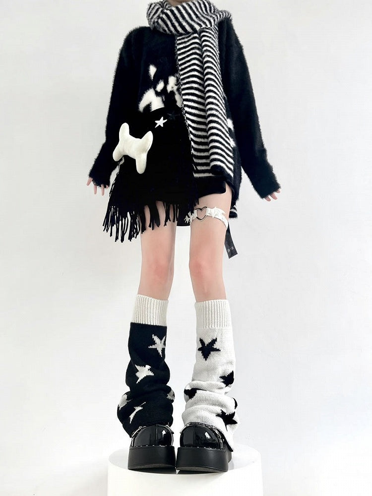 Reversible Two-Way Cable Knit Leg Warmers Kawaii - Two Bear Pink
