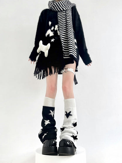 Reversible Two-Way Cable Knit Leg Warmers Kawaii - Two Bear Pink