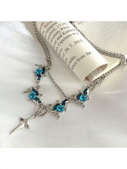 Collier Chaîne Strass Bleu - Kiwi Store