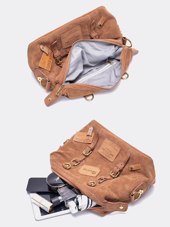 Belt Accents Vintage Brown 2-Way Backpack With