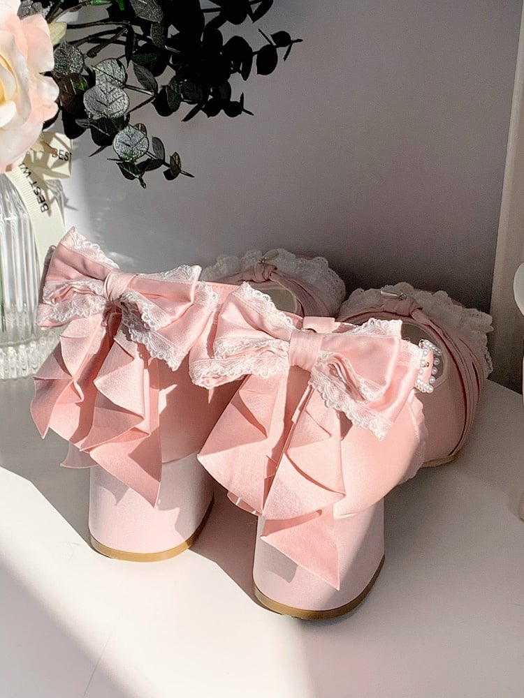 with Detachable Square Janes - Heel Harness Ankle Toe Pink Mary Elegant Ballet Lolita