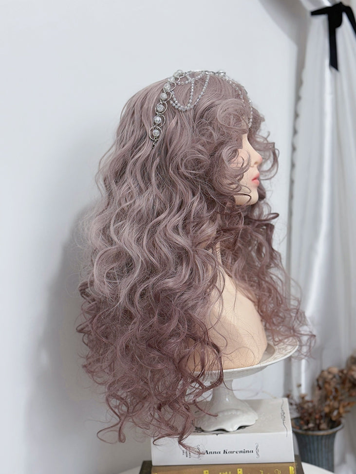 ウィッグ ウェーブ 48CM パープル 長さ ダスティ