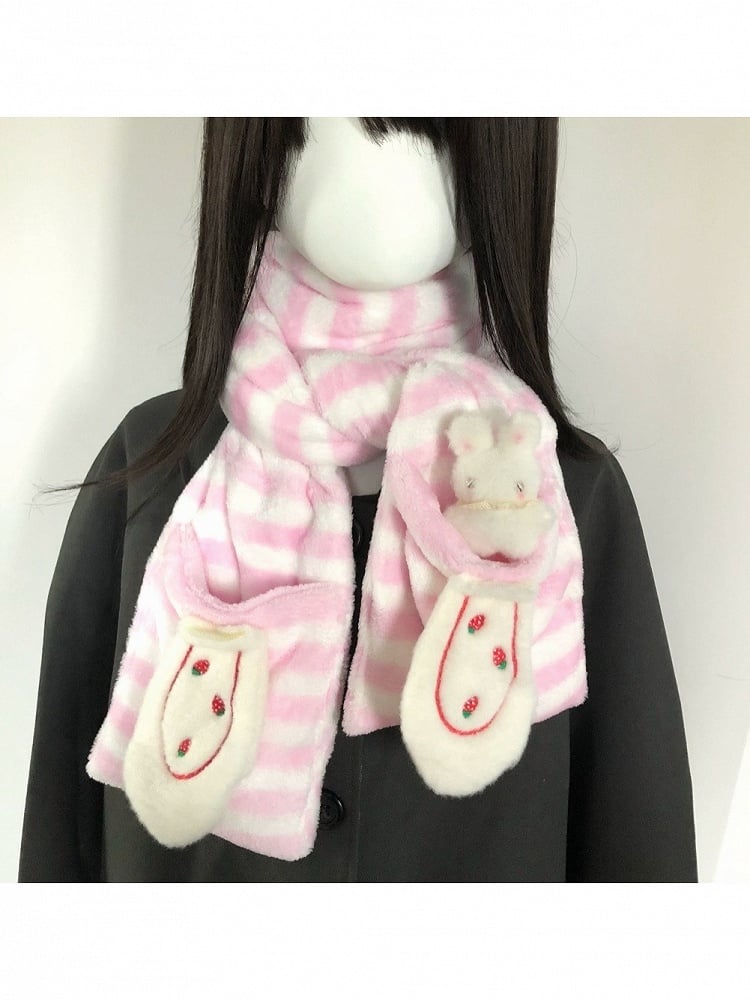 Cute Scarf with Removeable Bunny Pin and Berry Pocket - freetrader