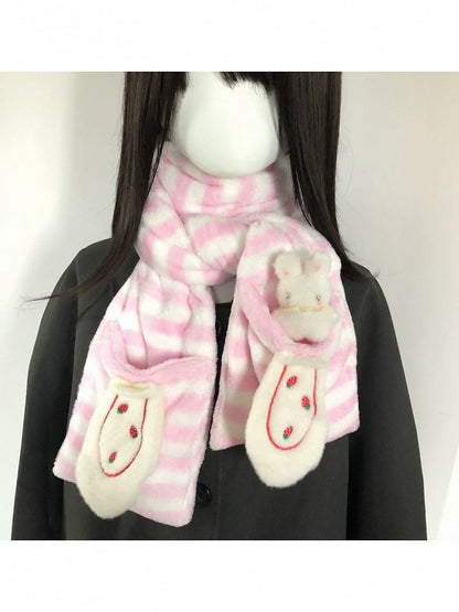 Cute Scarf with Removeable Bunny Pin and Berry Pocket - freetrader