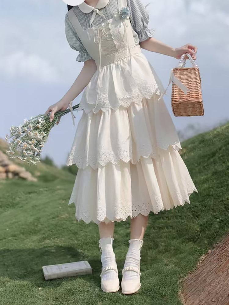 Puff Peter Plaid Blue Dusty Blouse Collar Pan with Sleeves