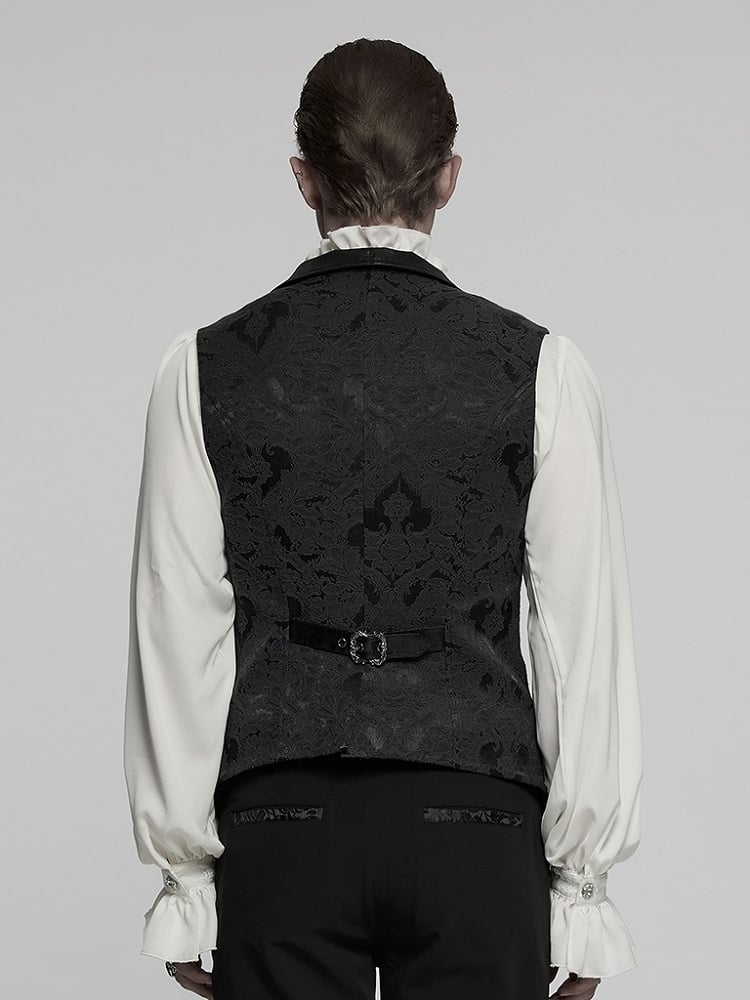 Black Men's Gothic Jacquard Lapel Vest