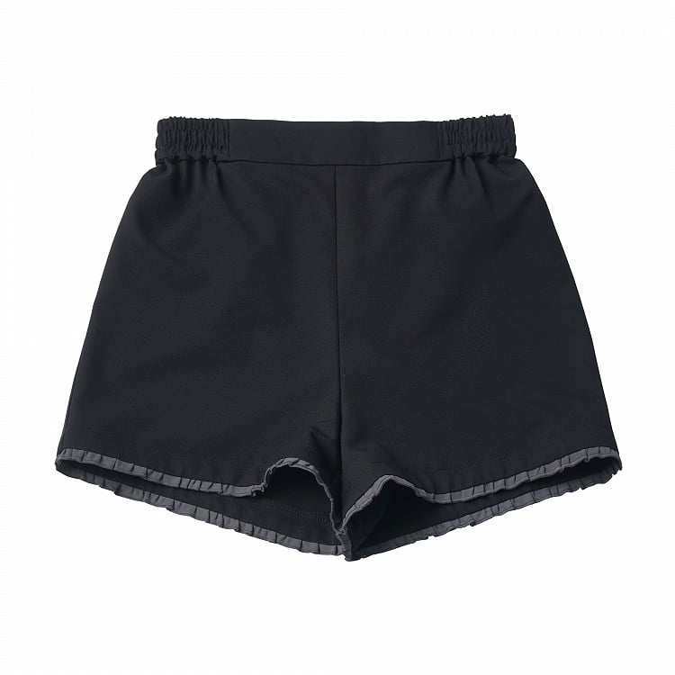 Black Ruffle Trim Shorts - PINK SAVIOR
