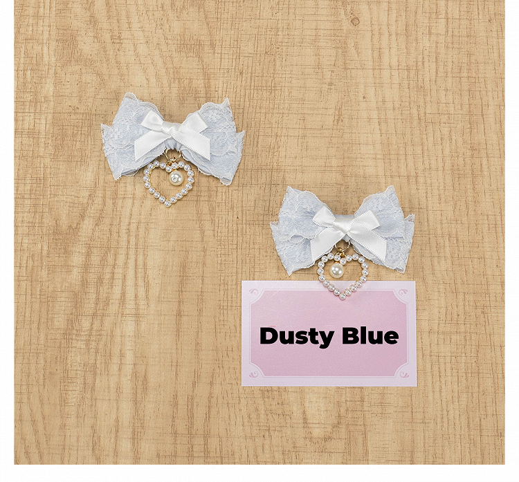 5色のビーズハートチャーム ジライケイ レースリボンヘアクリップ