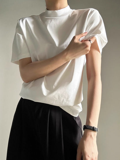 Unisex T-shirt Ouji Neck Lolita White Mock Sleeve wtih Short