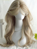 Lang mit Perücken, gewellt, 65 cm, Pony, Vorhang, Blond
