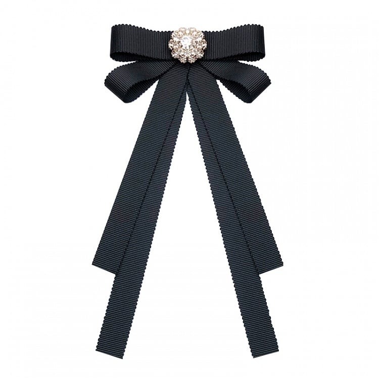 Vintage Black Bow Tie Brooch