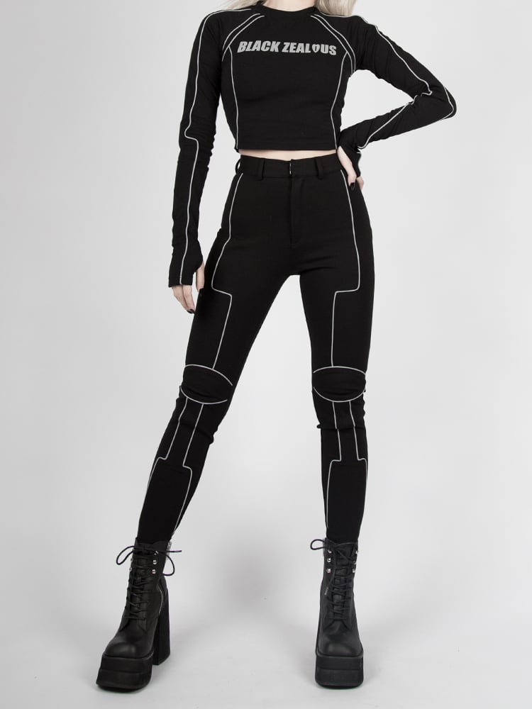 Pants High Reflective Bikecore Futuristic Waist Cyberpunk
