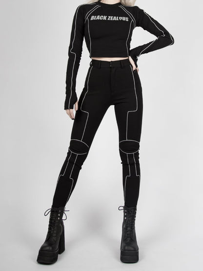 Pants High Reflective Bikecore Futuristic Waist Cyberpunk