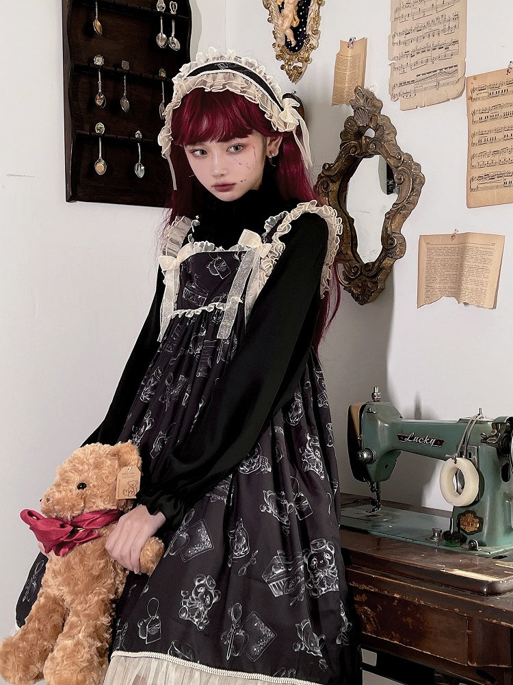 ネックラインエレガントベアスクエアウェンディジャンパープリントスカート