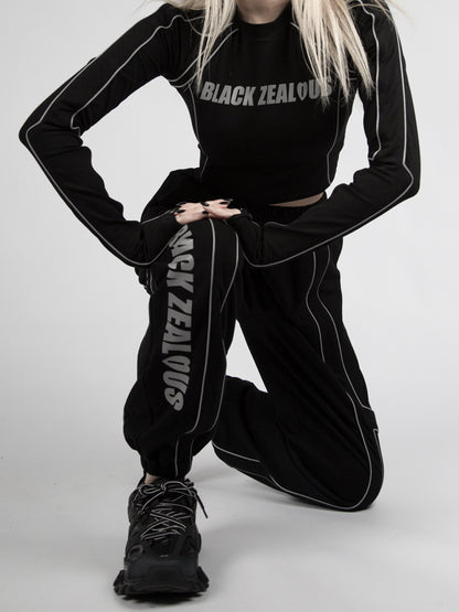 Cropped Cyberpunk Top Reflective Long Sleeves Futuristic