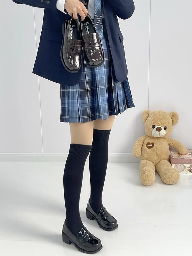 for Slip-On PU Shoes Academic Style Design Mid-Heel Black School -