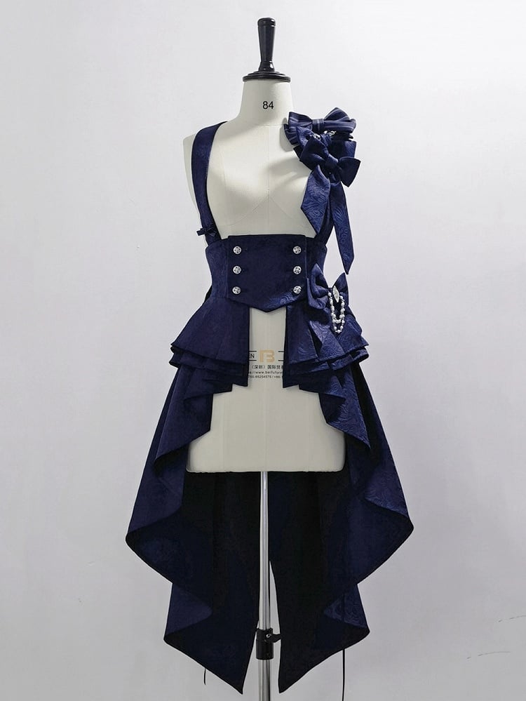 Train Bowknot Peplum Blue Tail Bunny Straps Corset with Royal Swallow Theater