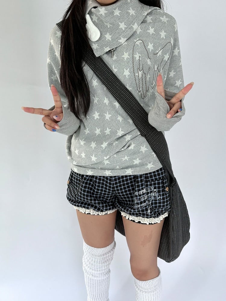 and Wings Pattern Top Sleeve with Angel Gray Star Long