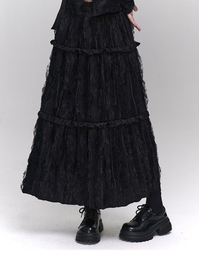 ゴシックブラックアンクル丈スカート