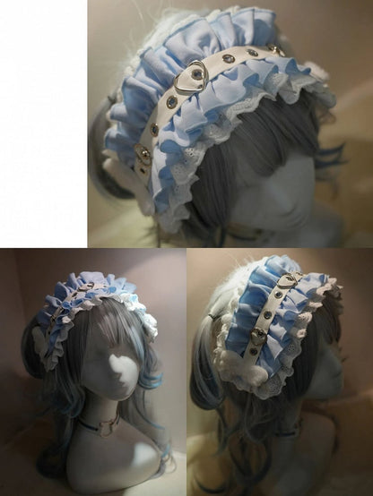 Buckle Hairband Light Heart Blue / Purple Red Ruffle Kaiwai Tenshi