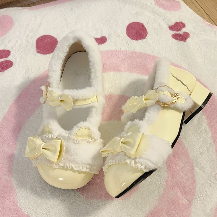 Details Jane Teddy Creamy Bow Sweet Lolita Bear with Shoes Yellow Theme Mary Low-heel