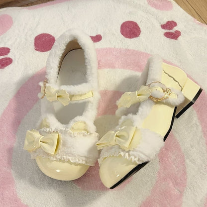 Details Jane Teddy Creamy Bow Sweet Lolita Bear with Shoes Yellow Theme Mary Low-heel