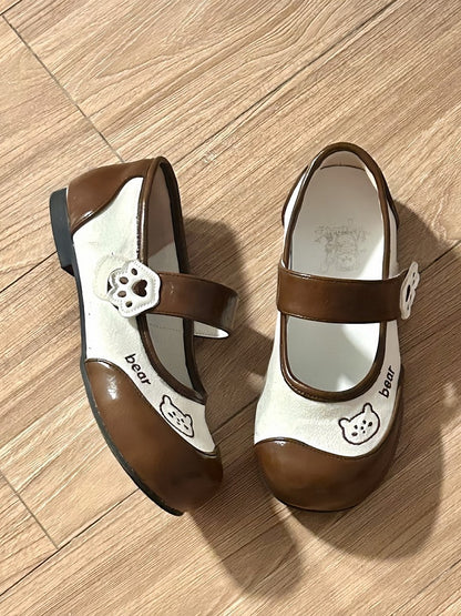 1.5cm Heeled Sweet Lolita Brown Shoes with Velcro Closure