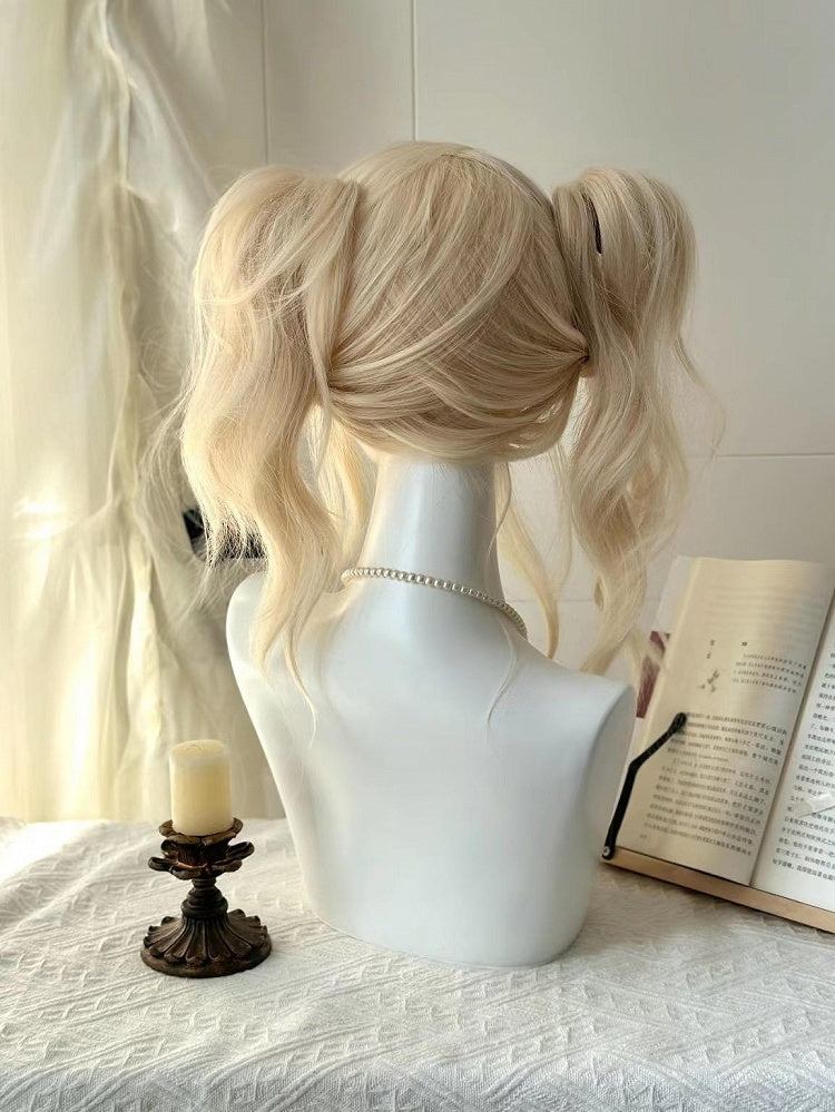 with Full Bangs Long 60CM Wig Blonde Platinum Wavy