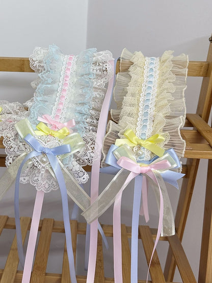 with Candy Lolita and Hairband Bead Lace Bow Accents Sweet Pastel