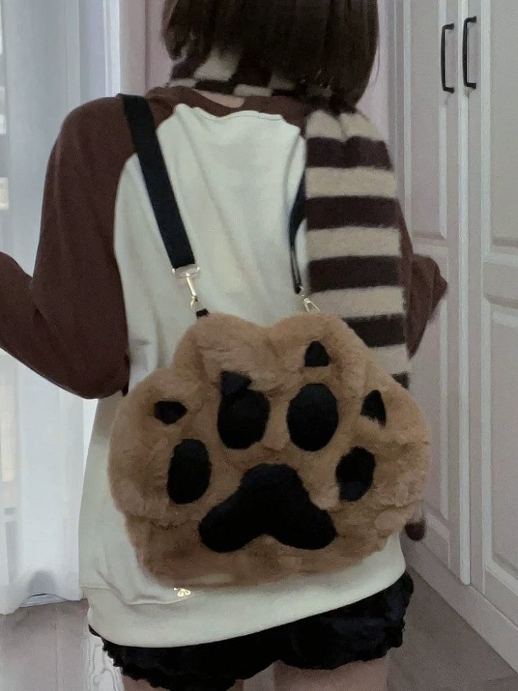 Multicolor Plush Cat Paw Shoulder Bag - Magic Diary
