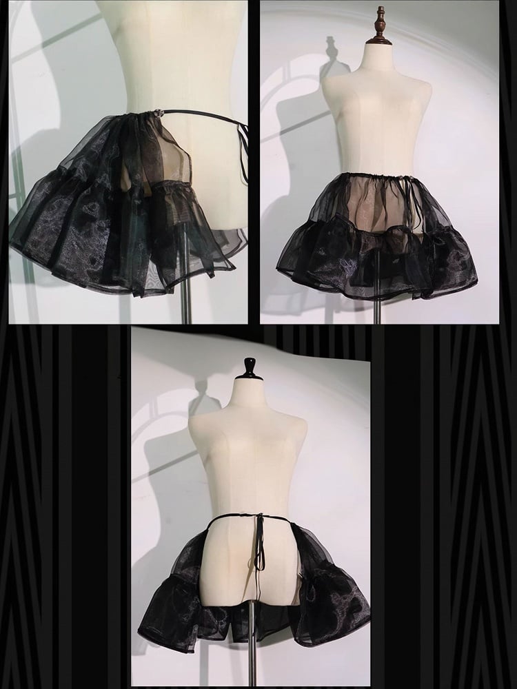 Komplettes Lolita Circus Ärmel Set in Schwarz – Vibes Sweet und Puff White