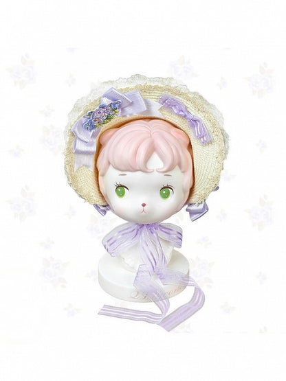 Sweet Floral Lolita Bonnet with Delicate Details - Stars Fall on the Foggy Island
