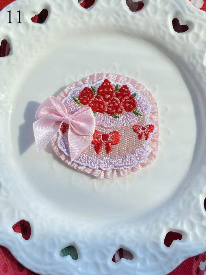 Optionen 11 Verzierte Kirsche/Erdbeere/Kuchen Brosche/Haarspange Schleife