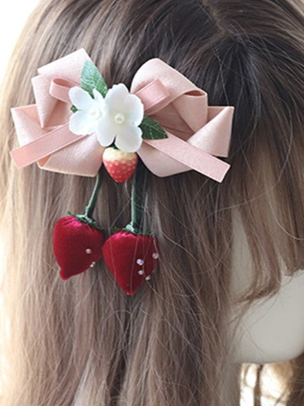 Strawberry 6 Hairclip Options Sweet Bowknot Lolita