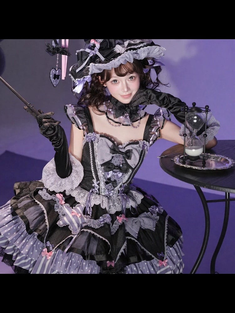 Long Lolita Gloves with Lace Trim in Black - SheepBallad
