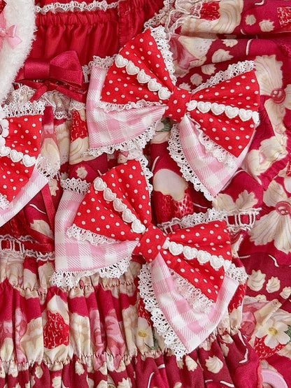 Plaid Polka-dot Lace Pattern Bowknot 5 Trim Color Hairclip Options And