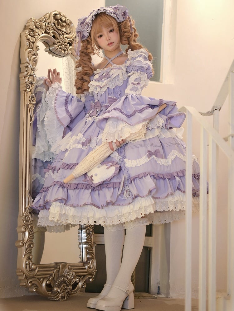 Gorgeous Old School Sizes Available Lolita Princess Purple Dress Plus Cotton