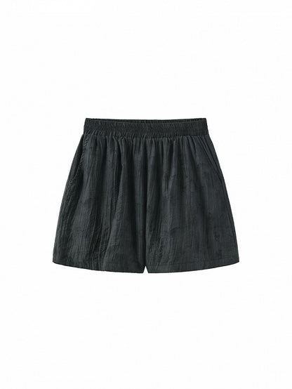 Casual Tencel Soft Elastic-Waist in Gray Fabric Shorts