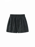 Soft Shorts Fabric Gray Casual Elastic-Waist Tencel in
