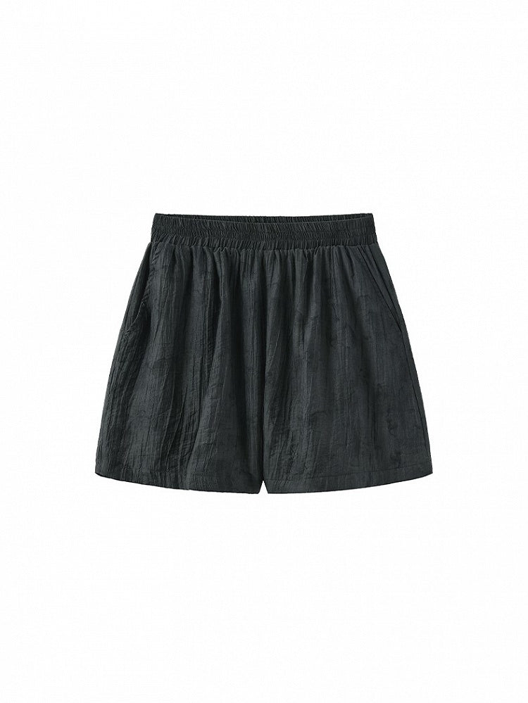 Soft Shorts Fabric Gray Casual Elastic-Waist Tencel in