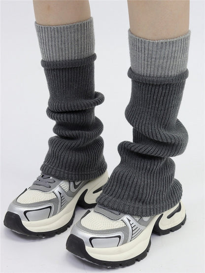 5 Mid-calf Design Colors Colorblock Knit Leg Warmers