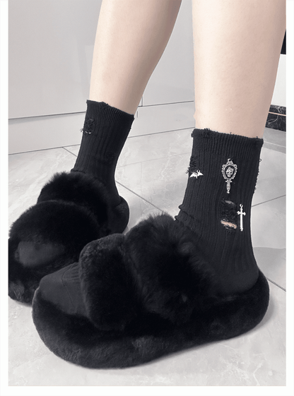 Skeleton with 3 Metal Colors Socks Gothic Ankle