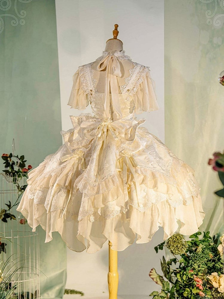 Ruffles Light Hanayome JSK Rose Flowing Accents Dress Short Layered Lolita Yellow Version with